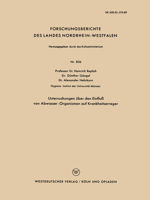 cover image of Untersuchungen über den Einfluß von Abwasser — Organismen auf Krankheitserreger